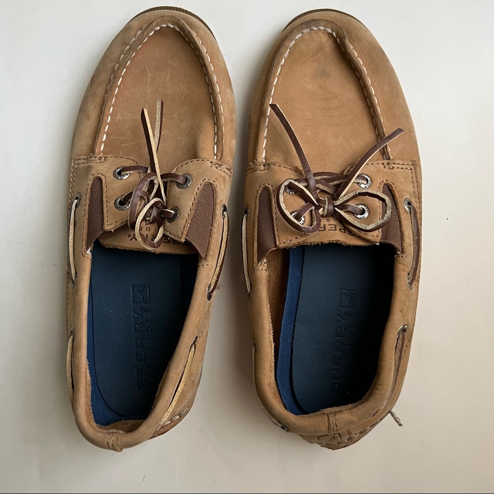 Used Sperry Boys Brown Boat Shoes - Size 4 - Picture 2 of 8